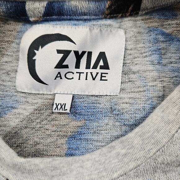 Zyia Active Shirt Floral Women's 2XL Boxy Yoga Gray Blue Long Sleeve - Picture 2 of 6